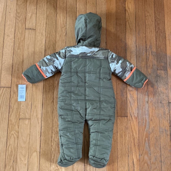MINUS ZERO FLEECE LINED ONE PIECE SNOWSUIT OLIVE 6/9 MONTHS NEW - Picture 4 of 9